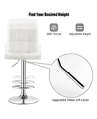 Costway Adjustable Armless Bar Stool Full Back Swivel Kitchen Counter Bar Chair Pu Leather