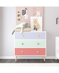 Streamdale Furniture Kids 3 Drawer Dresser, Nightstand - Colorful