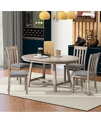 Streamdale Gray 5-Piece Round Dining Table Set with 4 Chairs