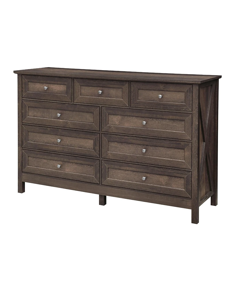 Streamdale Furniture Rustic Wood 9-Drawer Dresser - Brown