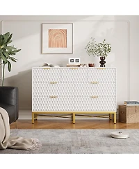 gaomon 7-Drawer Modern White Dresser, Deep Drawers, Wide Top, Long Wooden Chest for Bedroom, Closet, Living Room, Hallway
