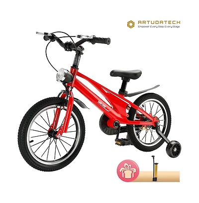 Artudatech 16-Inch Lightweight Kids Bike with Magnesium Alloy Frame, Training Wheels & Dual Brakes