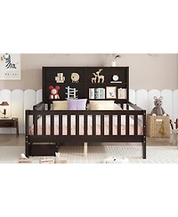 Streamdale Furniture Full Platform Bed with Chalkboard, Storage, Shelves, Espresso