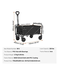 Sugift Compact Folding Wagon with All-Terrain Wheels & 220 lbs Capacity
