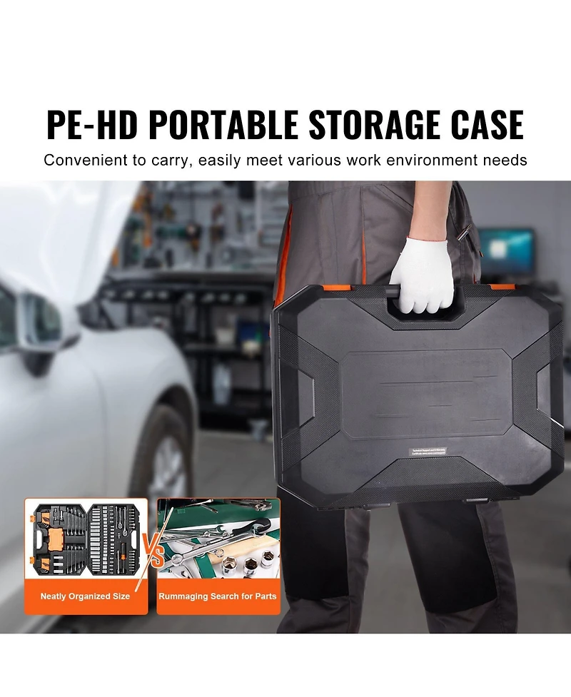 Sugift 145-Piece Professional Tool Set with Sae/Metric Sockets & Storage Case