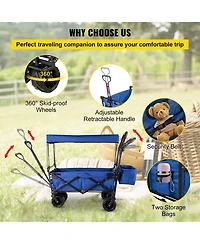 Sugfit Heavy-Duty Folding Wagon with All-Terrain Wheels & 350 lbs Capacity