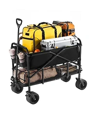 Sugift 400L Double Decker Collapsible Wagon with Extended Handle & 450 lb Weight Capacity