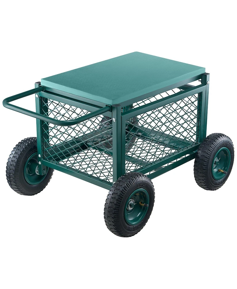 Sugfit Heavy-Duty Metal Rolling Garden Cart with 400 lb Capacity & Large Wheels