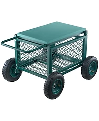 Sugfit Heavy-Duty Metal Rolling Garden Cart with 400 lb Capacity & Large Wheels