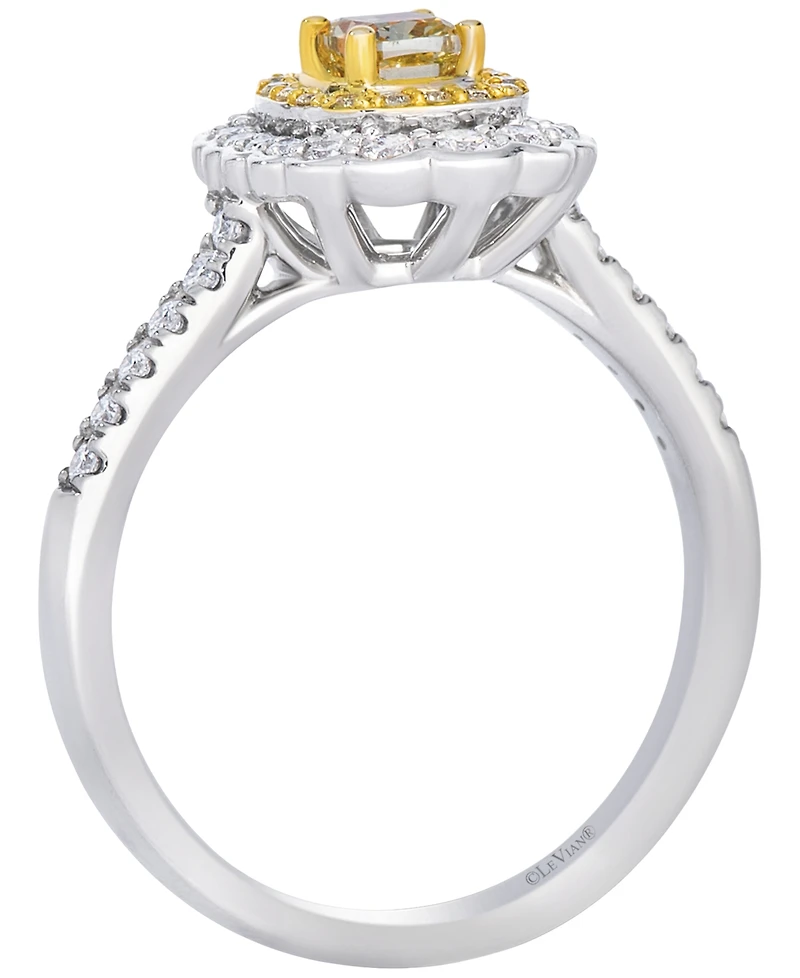 Le Vian Fancy Light Yellow Diamond (0.37 ct. t.w.) & Vanilla Diamond (0.29 ct. t.w.) Couture Ring in Platinum