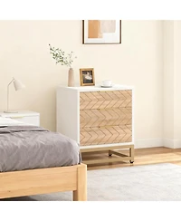Tribesigns 3 Drawers Nightstand, with Metal Legs for Bedroom