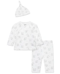 Little Me Baby Girls' or Boys' Button-Up Cardigan, Pants and Matching Hat, 3-Piece Set