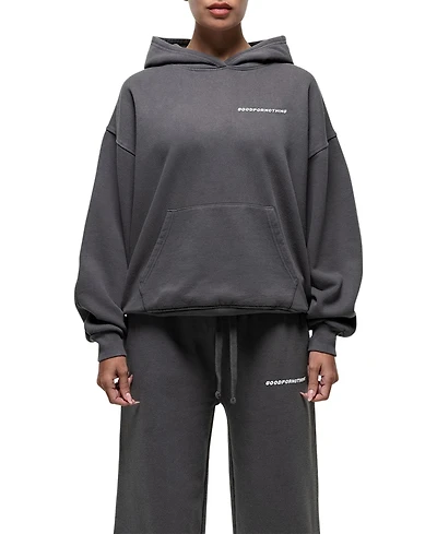 Good For Nothing Women's Vintage Grey Relaxed Hoodie