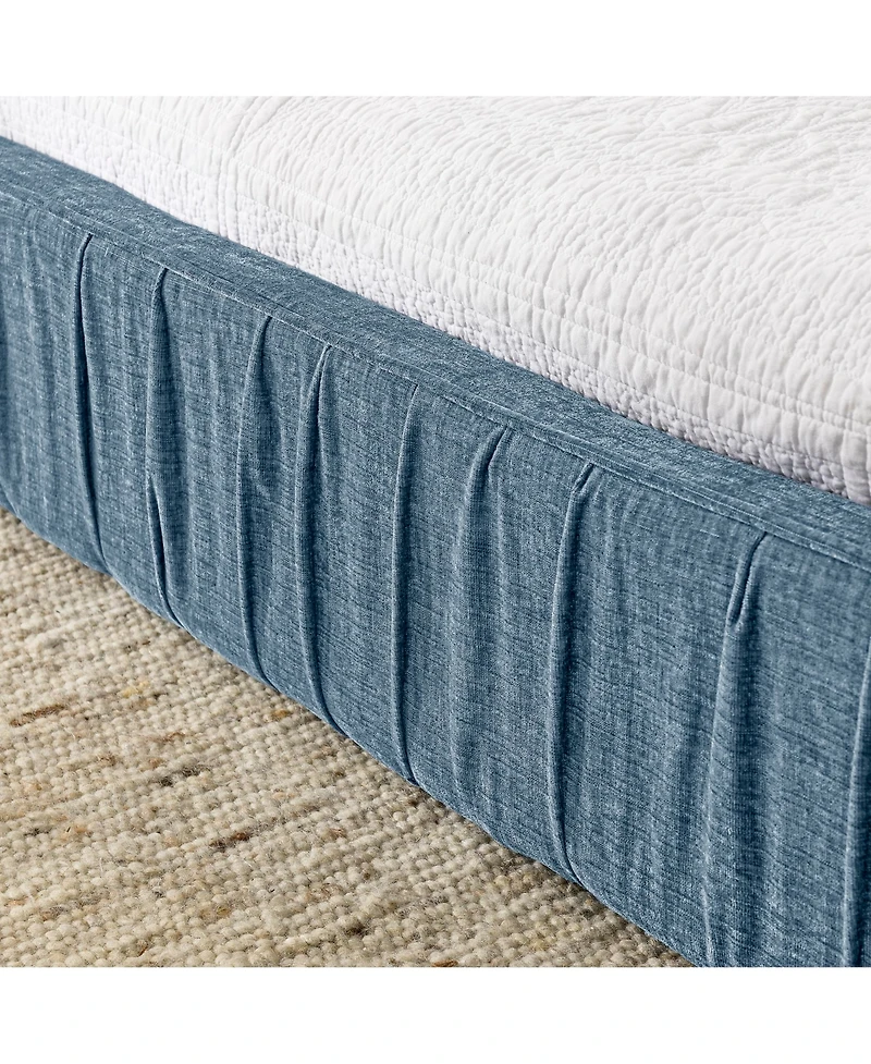 Lovmor Queen Size Upholstered Bed Frame with Chenille fabric Grounded Queen Size Platform Bed with Headboard and Solid Frame No Box Spring Needed-Blue