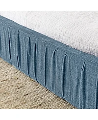 Lovmor Queen Size Upholstered Bed Frame with Chenille fabric Grounded Queen Size Platform Bed with Headboard and Solid Frame No Box Spring Needed-Blue