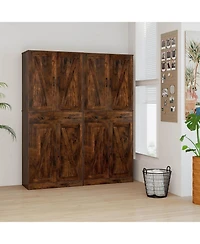 Costway 72" Tall Kitchen Pantry Modern Farmhouse Cupboard Cabinet with 4 Barn Doors