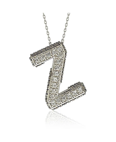 Suzy Levian New York Sterling Silver Sapphire 3-d Letter "Z" Initial Pendant