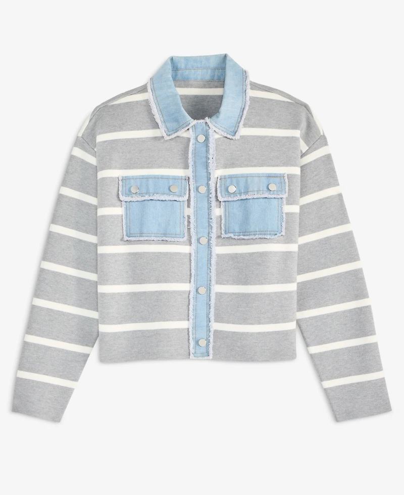 On 34th Women's Denim-Trim Striped Cardigan Jacket, Macy's Exclusive