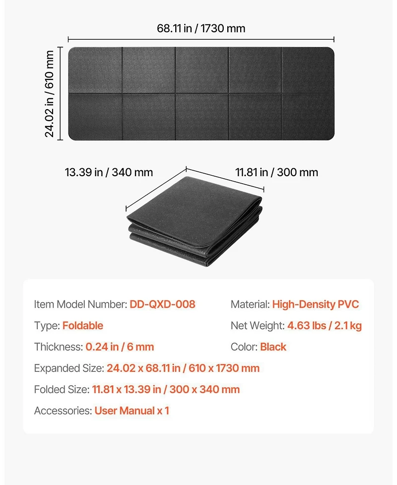 Sugfit Walking Pad Treadmill Mat 24"x68" Pvc Floor Protector for Home Gym