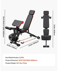 Sugfit Adjustable Weight Bench 800 Lb Capacity with Leg Extension and Preacher Pad