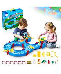 Mecale Water Table for Toddlers, 39 Pcs Outdoor Activity Water Playset, Backyard Sensory Waterway Table for Boys & Girls Ages 3