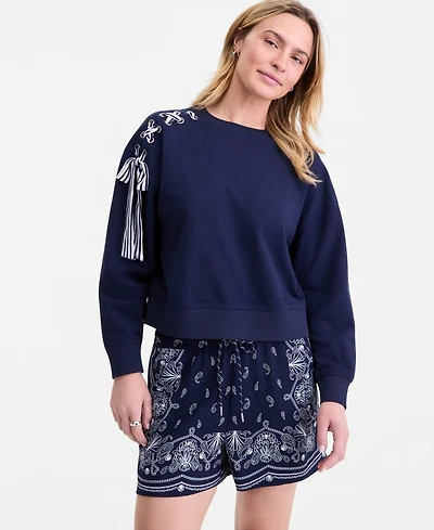 On 34th Women's Lace-Up Shoulder Sweatshirt, Macy's Exclusive