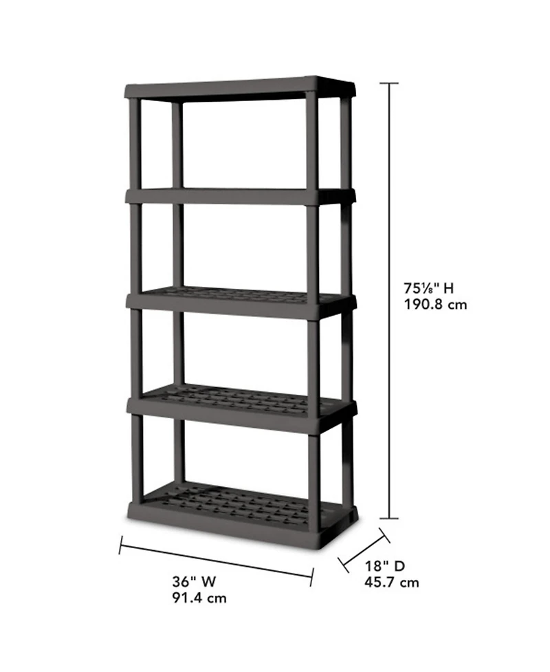 Sterilite 75.2 Inch Heavy Duty Durable 5 Shelf Ventilated Shelving Unit, 4 Pack