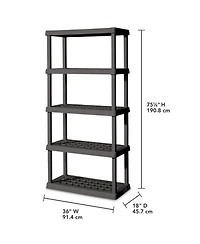 Sterilite 75.2 Inch Heavy Duty Durable 5 Shelf Ventilated Shelving Unit, 4 Pack