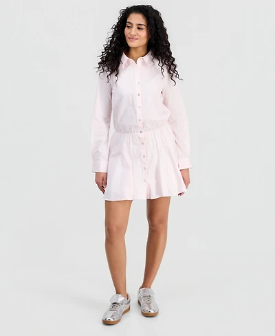 14th Place Juniors' Striped Rhinestone Shirtdress