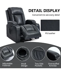 Maison Boucle Faux Leather Power Lift Recliner for Elderly with Massage & Heat, Infinite Position Chair Usb, Cup Holders, Heavy-Duty Base