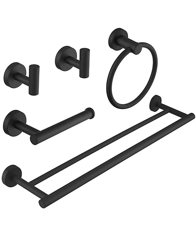 Greenspring 5-Piece Bath Hardware with Towel Bar rack Hook Toilet Paper Holder and Ring Set