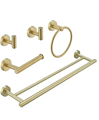 Greenspring 5-Piece Bath Hardware with Towel Bar rack Hook Toilet Paper Holder and Ring Set