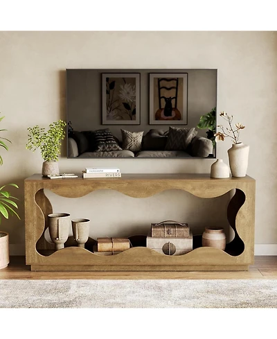 Tribesigns Tv Stand for 32-65 Inch TVs, Media Console with Wavy Design & Open Storage, Entertainment Center for Living Room, Bedroom, Apartment