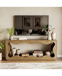 Tribesigns Tv Stand for 32-65 Inch TVs, Media Console with Wavy Design & Open Storage, Entertainment Center for Living Room, Bedroom, Apartment