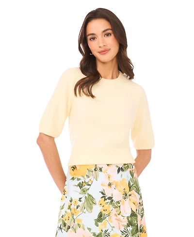 1.state Women's Short-Sleeve Crewneck Sweater