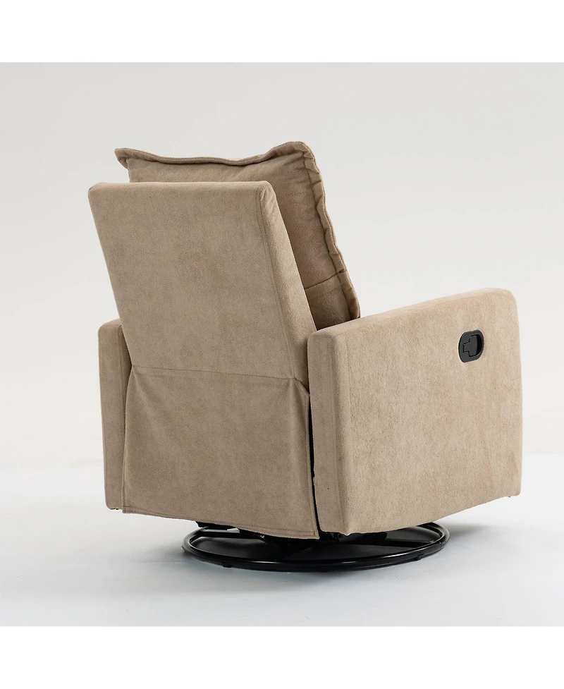 Boyel Living Short Plush Armchair Sofa Manual Button Recliner Chair, Camel