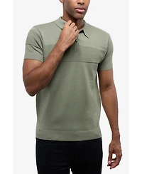 Spring + Mercer Men's Ottoman Texture Short Sleeves Polo Sweater