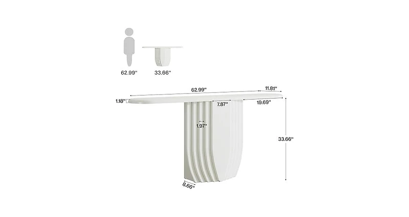 Tribesigns Modern White Console Table, 63 inch Wooden Entryway Sofa Table with Geometric Base, Contemporary Accent Console