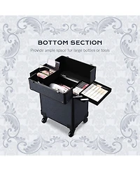 Byootique 2-Piece Makeup Train Case Cosmetic Organizer Kit Rococo Coral Artists
