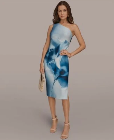 Donna Karan New York Womens One Shoulder Midi Dress