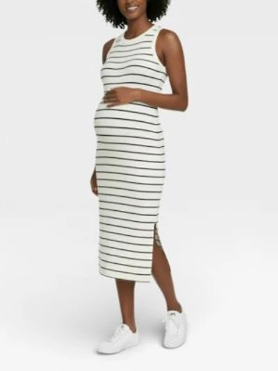 Motherhood Maternity Womens Crew Neck Sleeveless Racerback Maternity Midi Dress