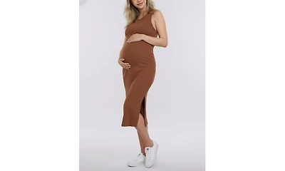 Motherhood Maternity Crew Neck Sleeveless Racerback Midi Dress