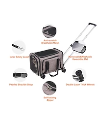 Cozito Airline-Approved Rolling Pet Carrier, Holds up to 25 lbs., Gray