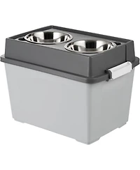 Iris Usa Elevated Dog Bowls, Airtight Pet Food Storage, Dark Gray