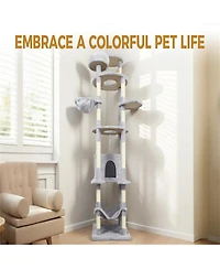 Aostirmotor 78.8 in Light Gray Cat Tree Tower with Wide Base
