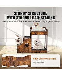 Cozito Pet Bunk Bed & Window Perch with Removable Stairs, Rustic Brown