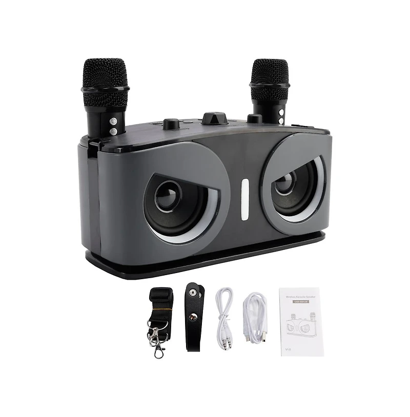 Artudatech 20W Karaoke Speaker System with Voice Changer, 2 Wireless Mics, Bluetooth 5.3 & Aux Tv Connection