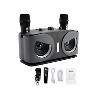 Artudatech 20W Karaoke Speaker System with Voice Changer, 2 Wireless Mics, Bluetooth 5.3 & Aux Tv Connection