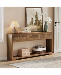 Tribesigns 70.8-Inch Long Console Table with 3 Drawers, Farmhouse Narrow Entryway Table & Sofa Table