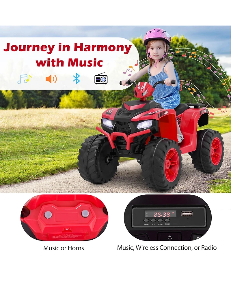Sugift 24V Kids Ride-On Electric Atv with Wireless Connection for Toddlers 3-8 Years